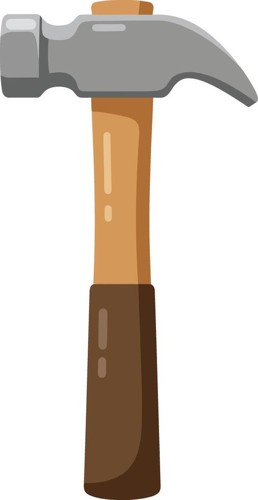 Hammer tool with wooden handle and metal head for construction and repair work illustration vector