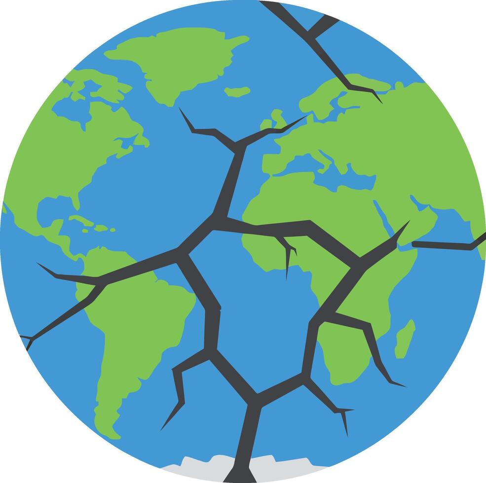 Cracked Earth Globe Illustration Representing Environmental Damage and Climate Change Impact on Planet Earth vector