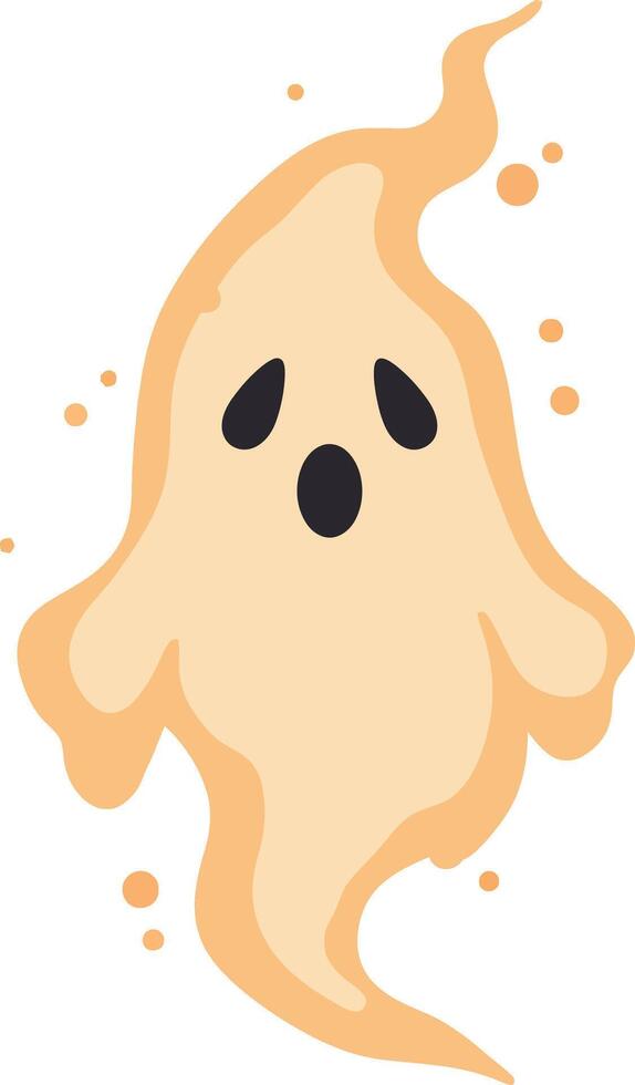Cute ghost character illustration with soft orange glow and spooky expression for Halloween design and decoration vector