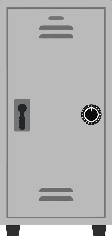 Metal school locker with combination lock and ventilation slots in simple style vector