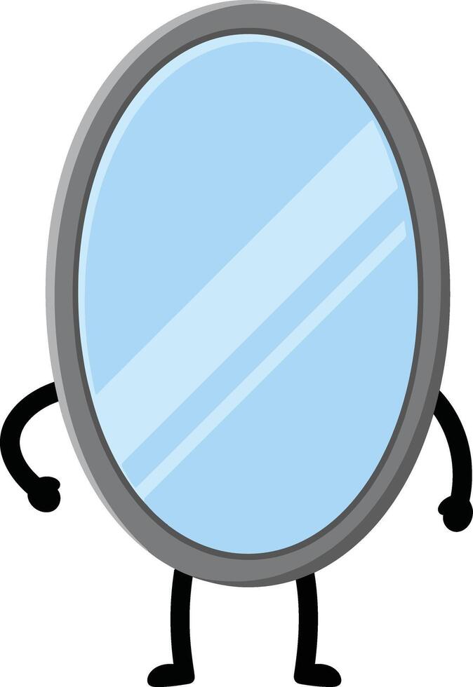Oval mirror with arms and legs cartoon character illustration for decoration and design use vector