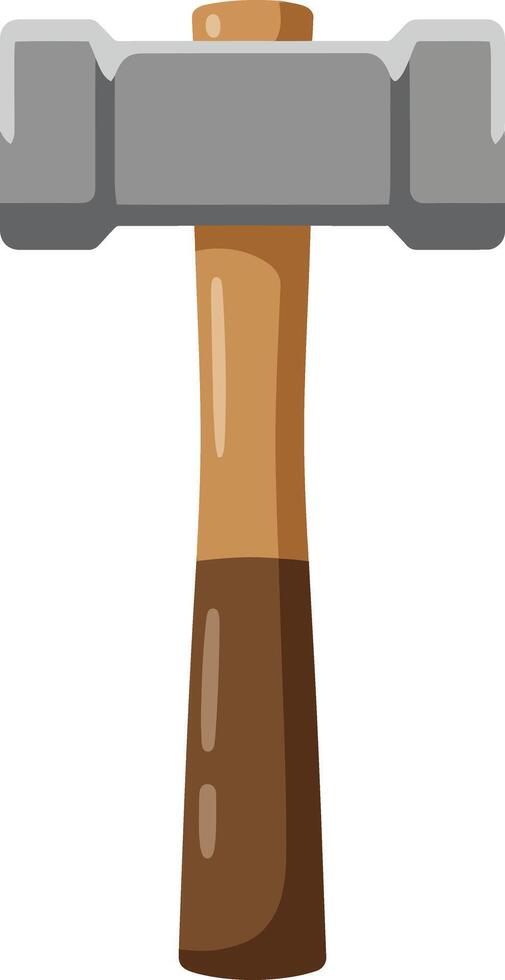Hammer tool with wooden handle and metallic head illustration for construction and repair work vector
