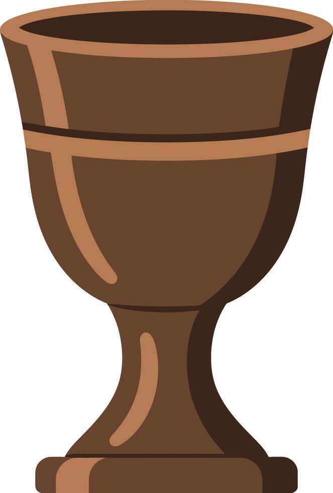 Brown wooden chalice cup illustration with simple design and smooth curves vector