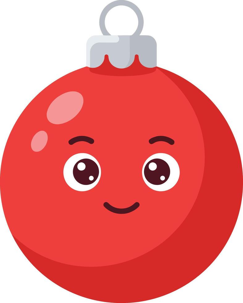 Red Christmas bauble with cute smiling face festive decoration illustration vector