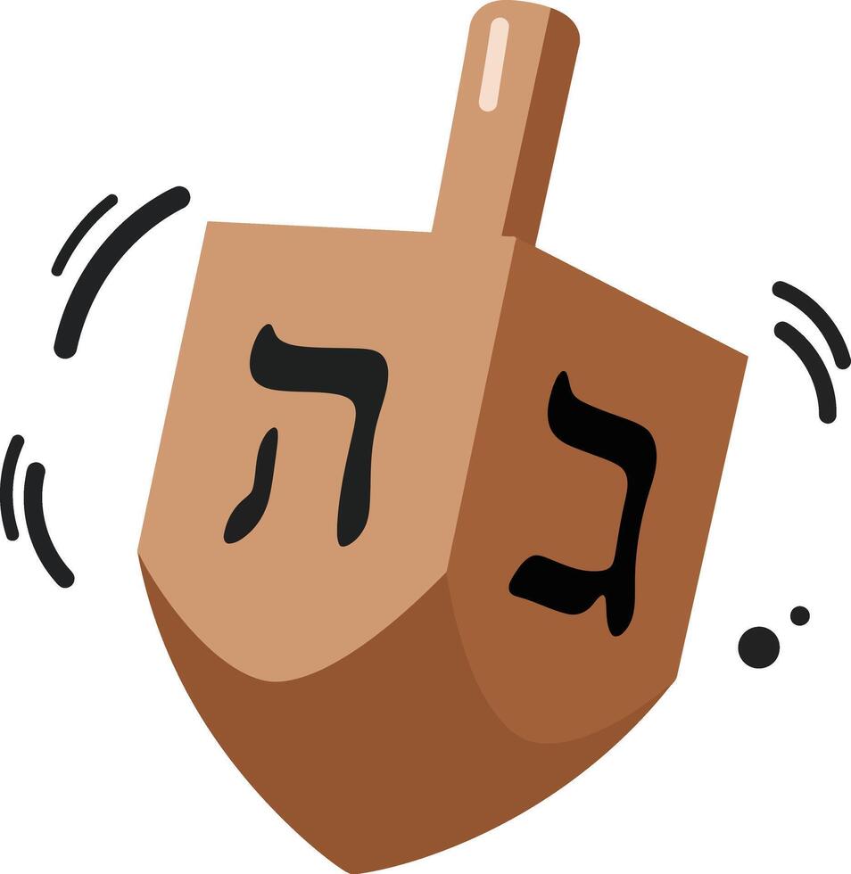Dreidel spinning toy with Hebrew letters traditional Hanukkah game for festive celebration season illustration vector