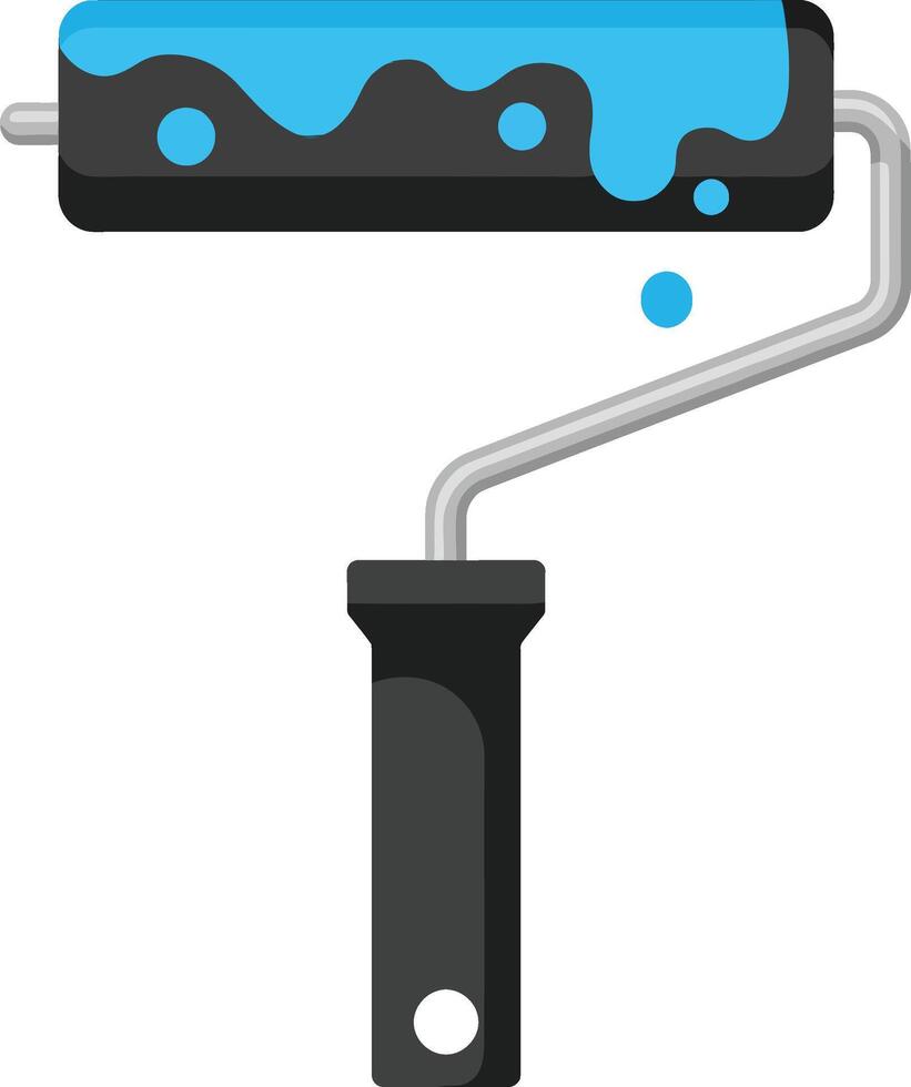 Paint roller with blue paint dripping from roller illustration for painting and decorating projects vector