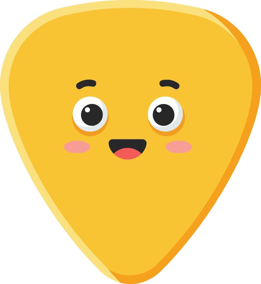 Cute yellow guitar pick with smiling face illustration for music lovers and musicians vector