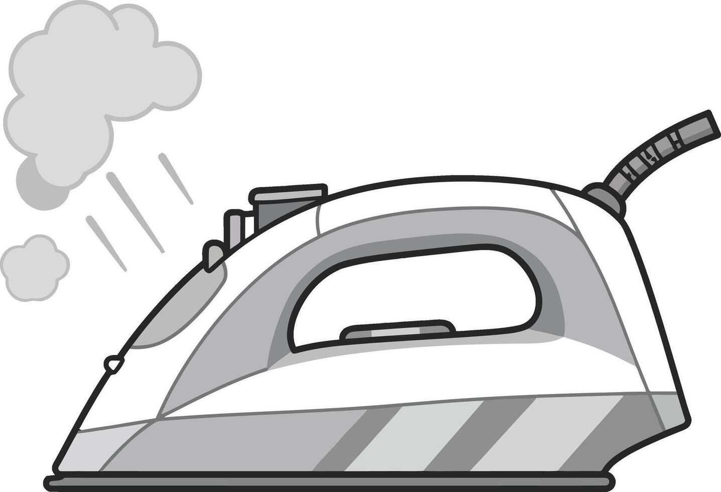 Steam iron appliance with visible steam emitting for household fabric care illustration vector