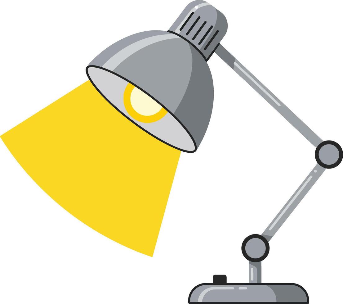 Adjustable desk lamp with yellow light beam modern design illustration vector