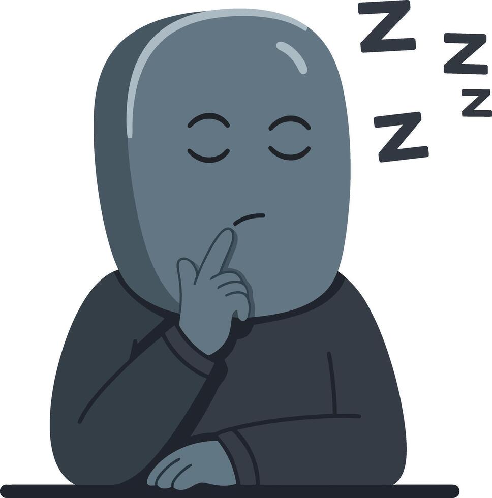 Person with a gray mask making a shushing gesture and sleeping symbol illustration vector