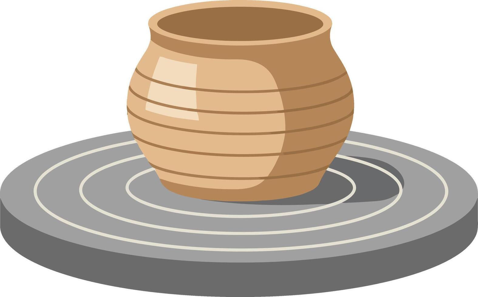 Pottery clay vase on spinning wheel illustration for ceramic art and craft creation process design vector