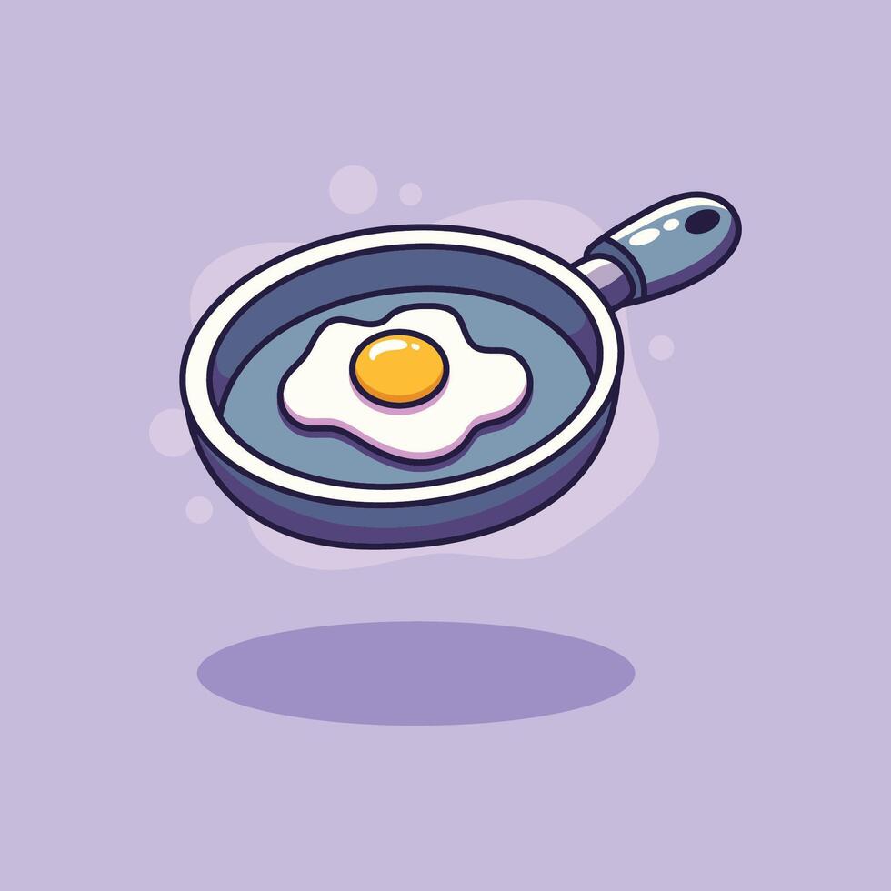 icon cartoon, Fried egg in a frying pan. illustration in cartoon style. vector