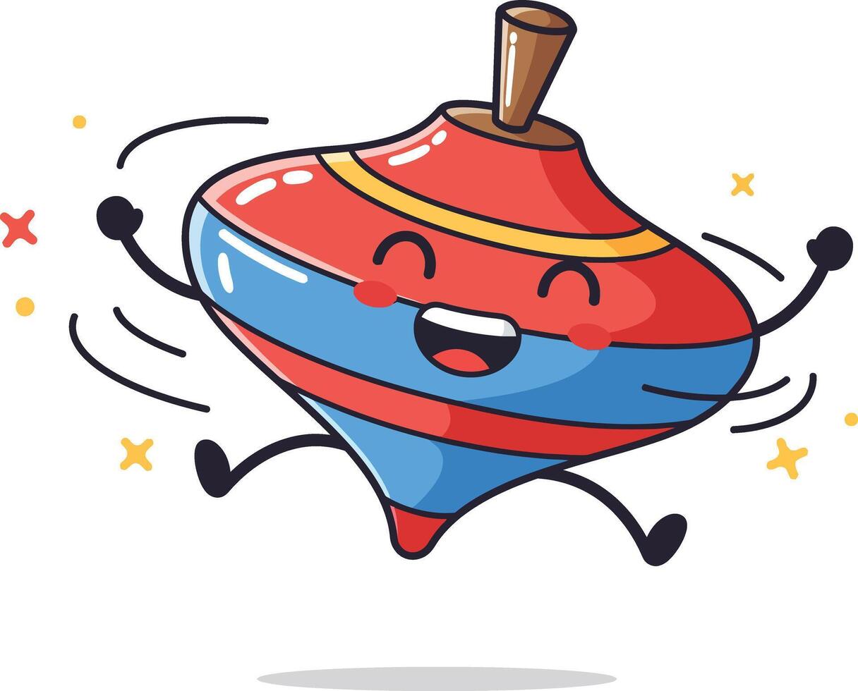 Spinning colorful toy top with happy face and playful motion illustration cheerful and lively design vector