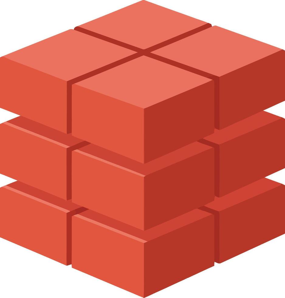 Red Brick Wall Corner Stack Illustration in Isometric Style for Construction and Architecture Design Elements vector