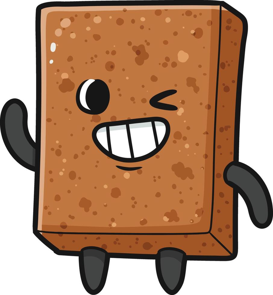 Cartoon chocolate bar character winking and smiling with arms and legs illustration vector