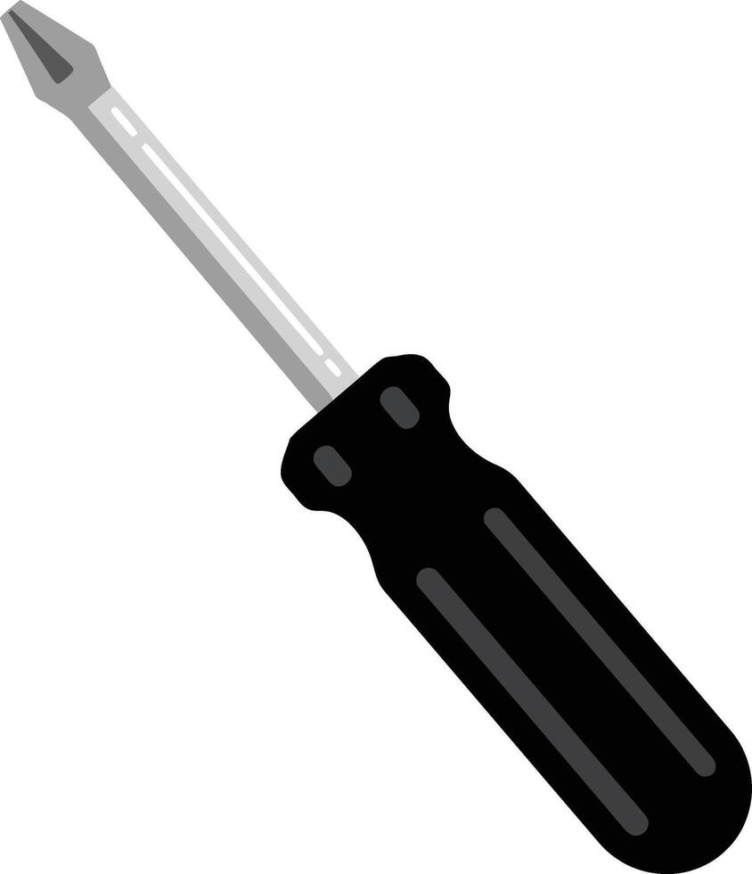 Phillips screwdriver tool with black handle illustration for construction and repair work use vector