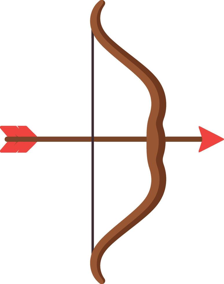 Bow and arrow illustration with brown bow and red arrow simple design vector