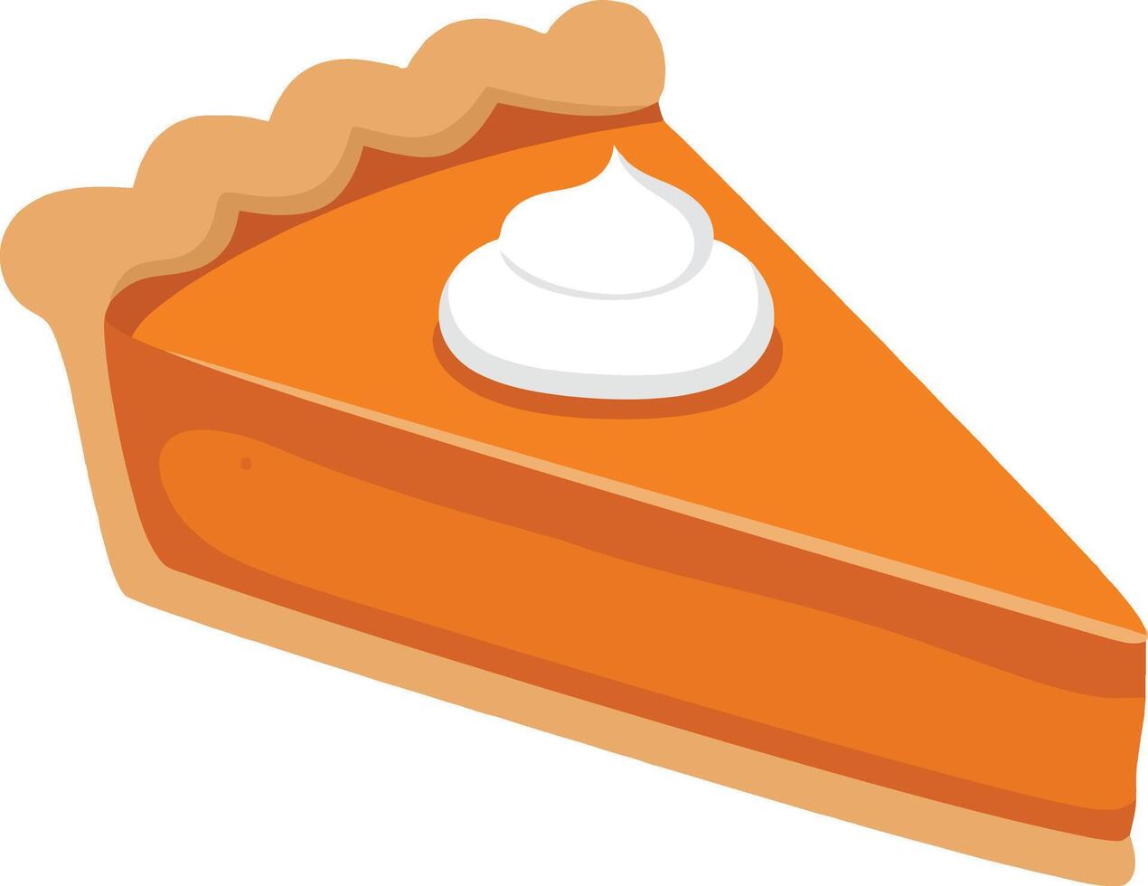 Pumpkin pie slice with whipped cream topping bright orange dessert illustration vector