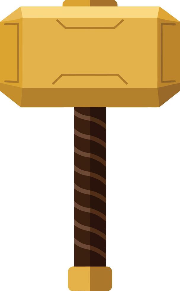 Hammer tool with yellow head and brown handle illustration in flat style for construction and repair projects vector