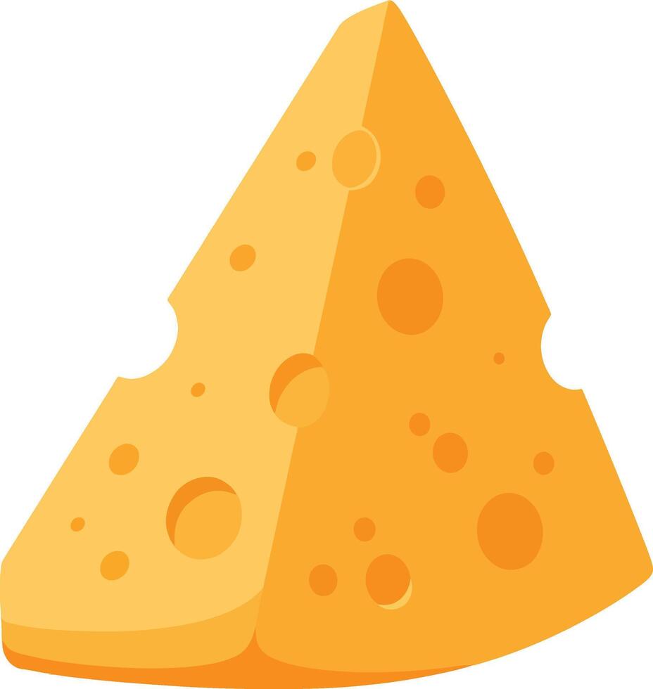 Cheese wedge illustration with holes and orange yellow shades for food and cooking designs vector