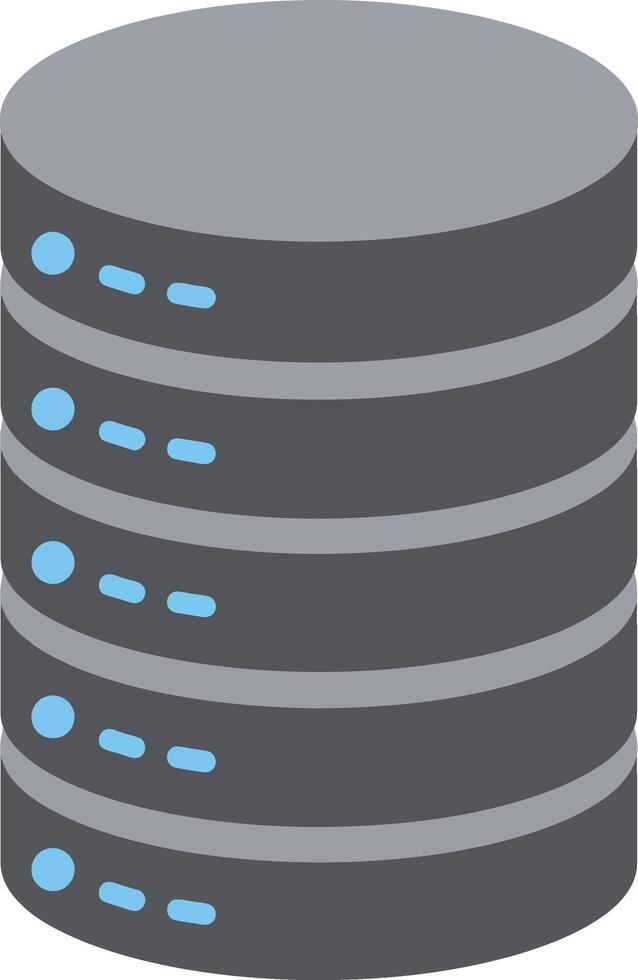 Data storage server database stack with blue indicator lights in simple isometric style illustration vector