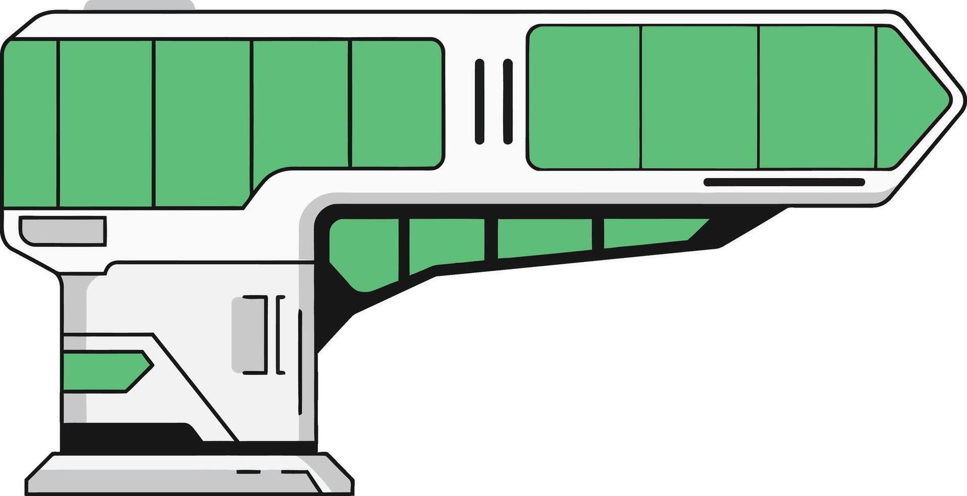 Futuristic spaceship with green windows and sleek white design illustration vector