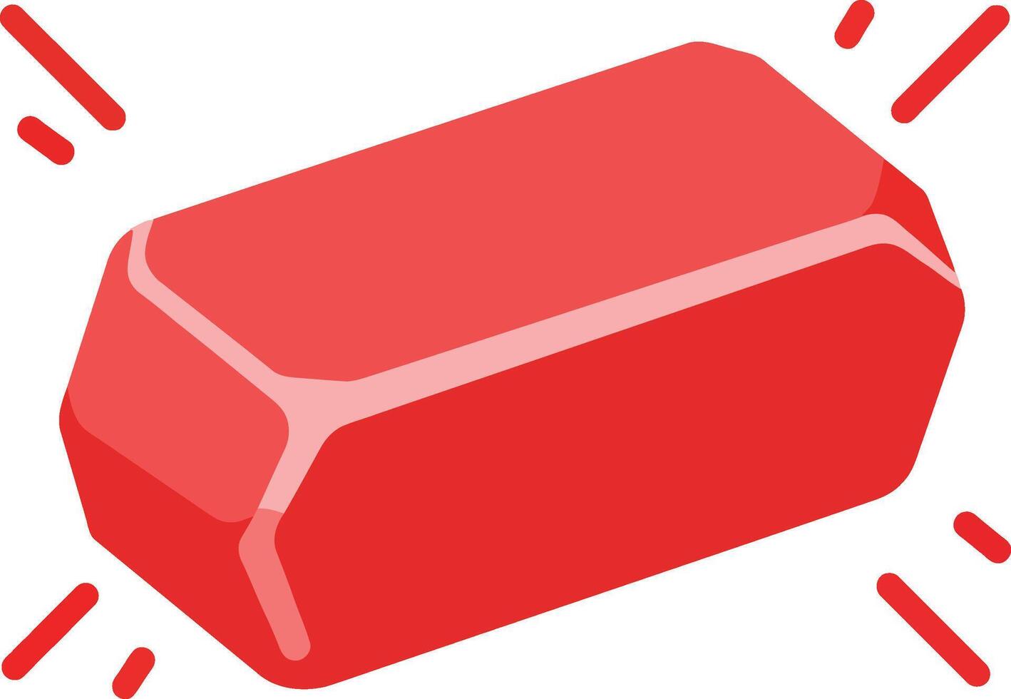 Red soap bar icon with shine effect simple illustration for hygiene and cleaning concepts vector