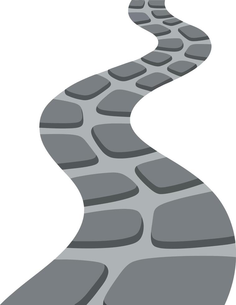 Curved stone paved pathway design with irregular stones and gray color illustration for landscape and garden projects vector