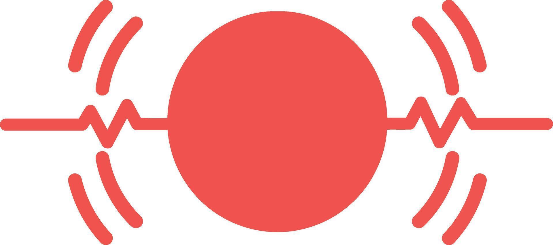 Round red vibration icon symbol with signal waves for alert notification and communication design illustration vector