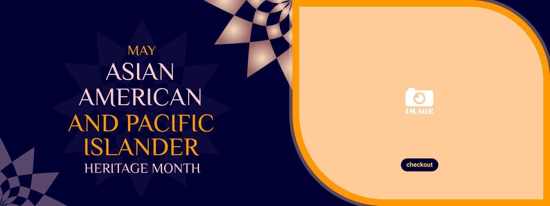 Asian American and Pacific Islander Heritage Month. Banner design with flower illustration for greetings in May, ornaments vector
