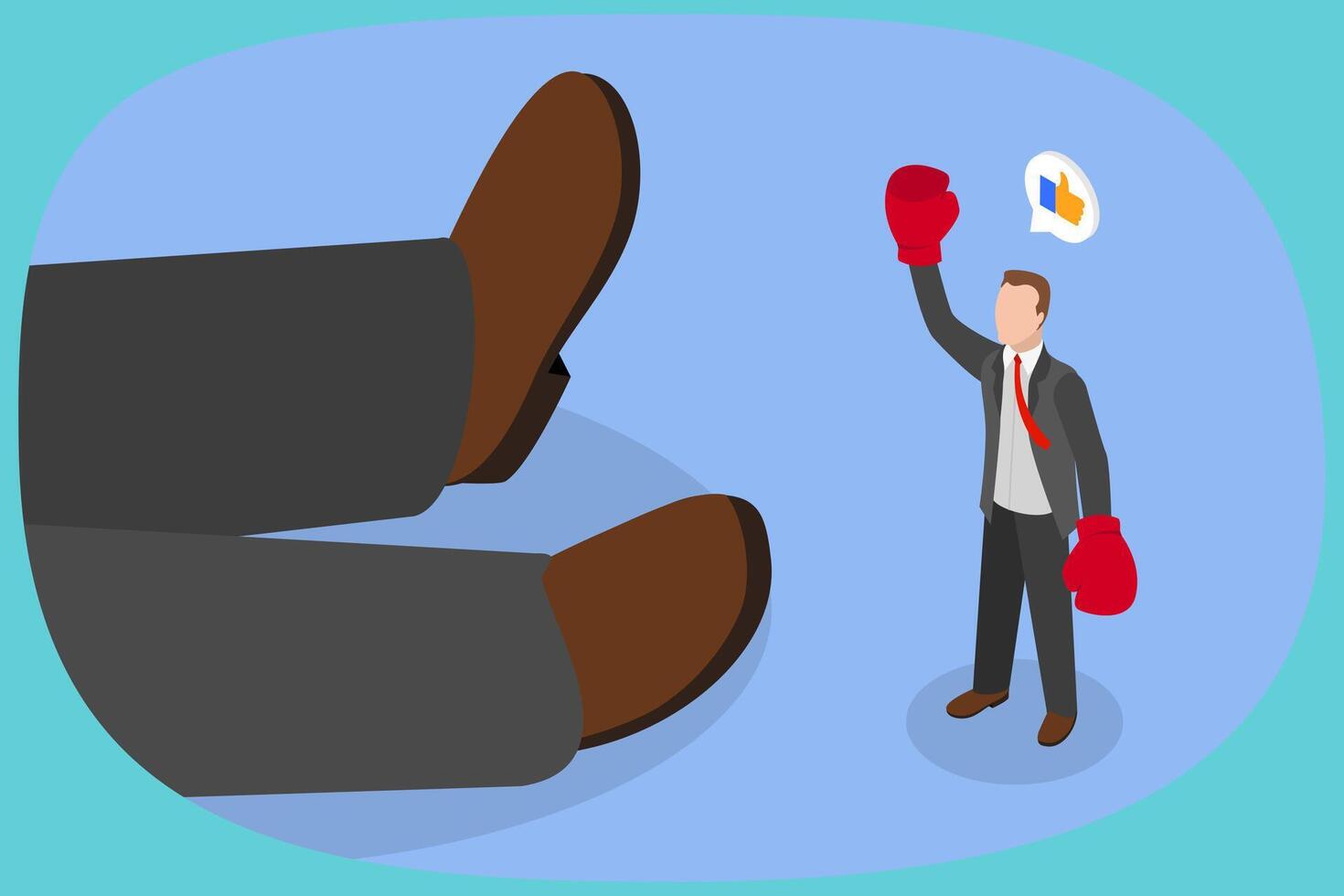 3D Isometric Flat Illustration of Business Victory, Defeated Competitor vector