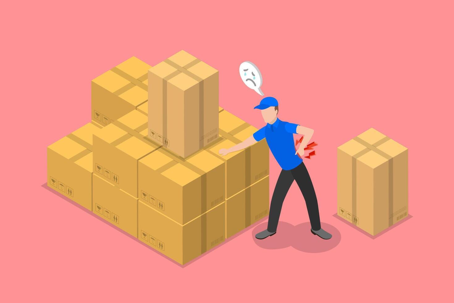 3D Isometric Flat Illustration of Backache, Suffering from Chronic Back Pain vector