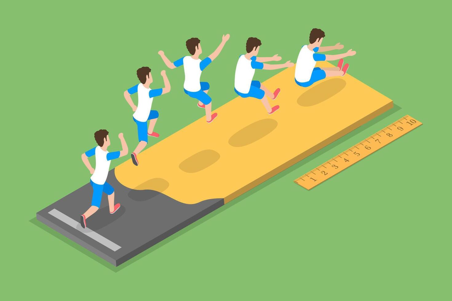 3D Isometric Flat Illustration of Long Jump, Athletic Competition vector