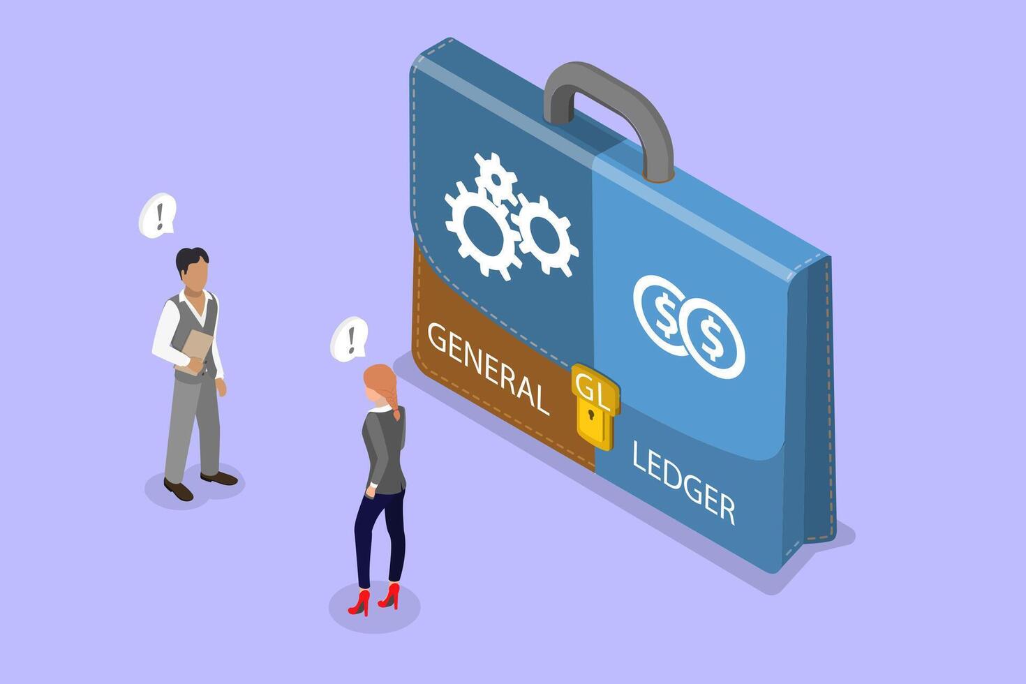 3D Isometric Flat Illustration of General Ledger Accounting, GL, Account Managment vector