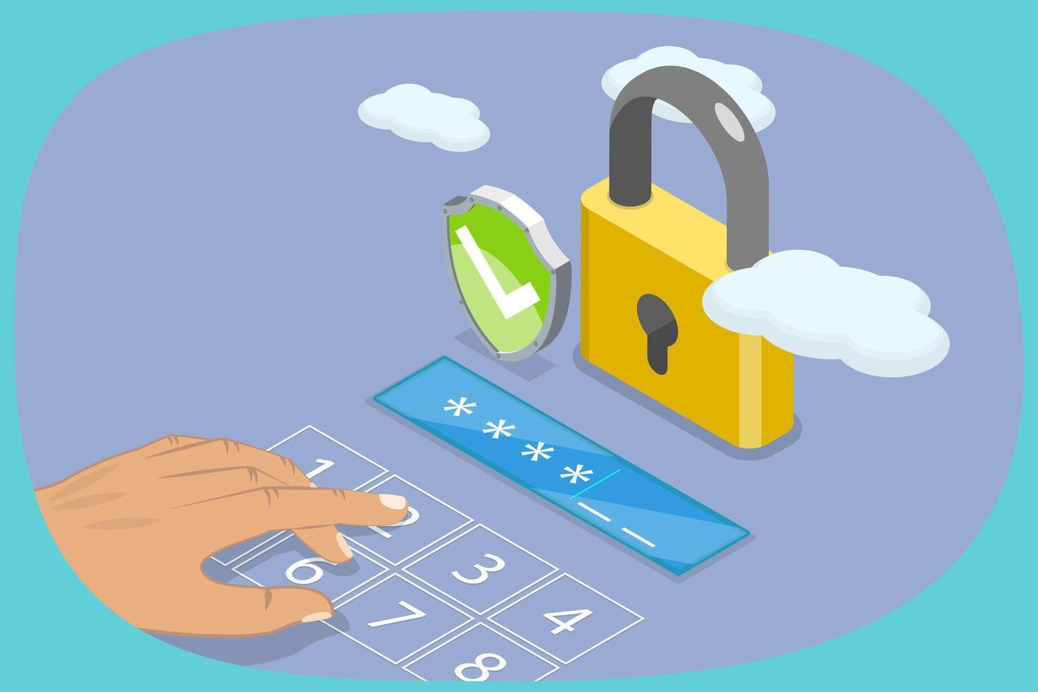 3D Isometric Flat Illustration of Data Protection, Personal Information Security vector