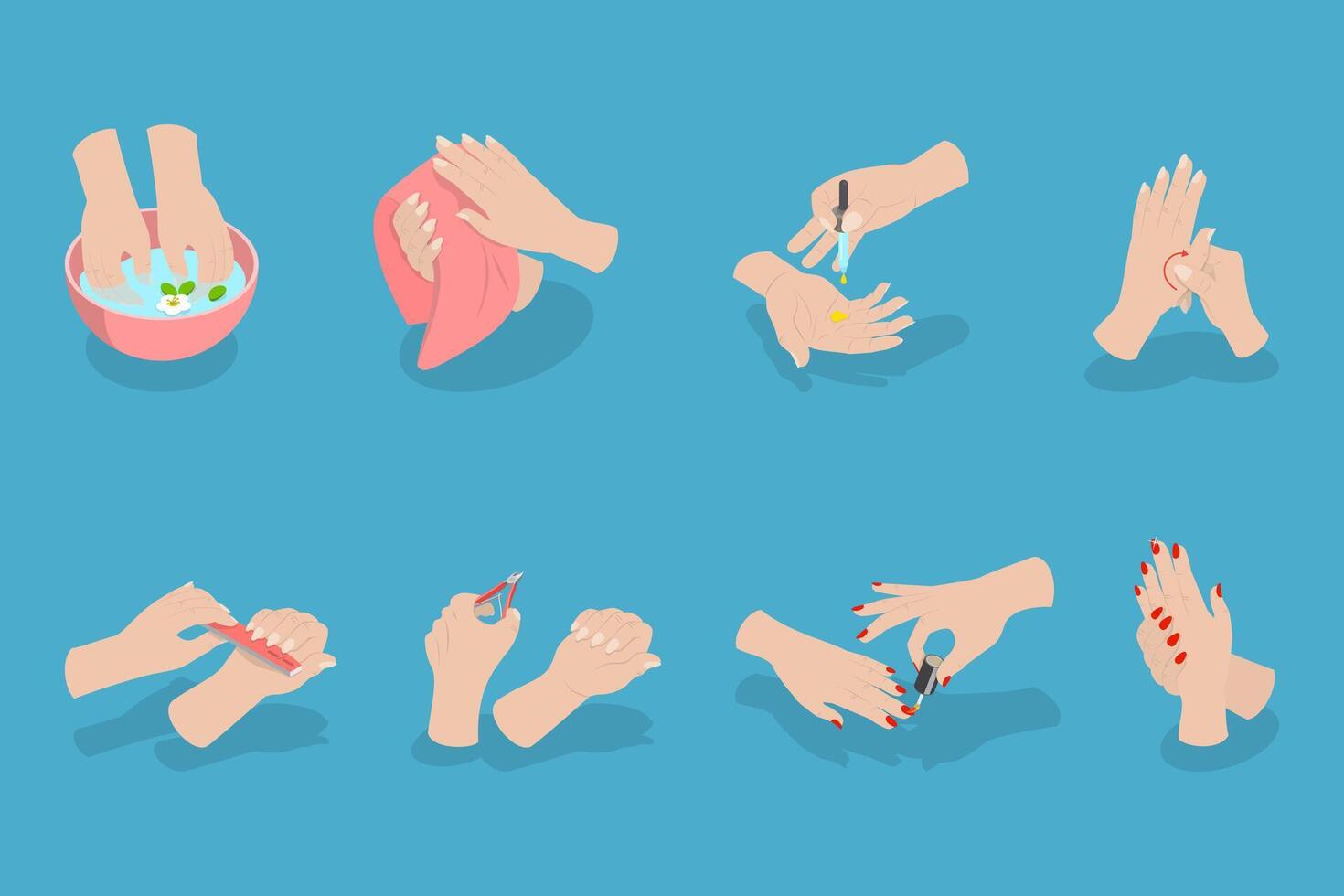 3D Isometric Flat Illustration of Spa Manicure, Beauty Parlor Services, Cosmetology vector