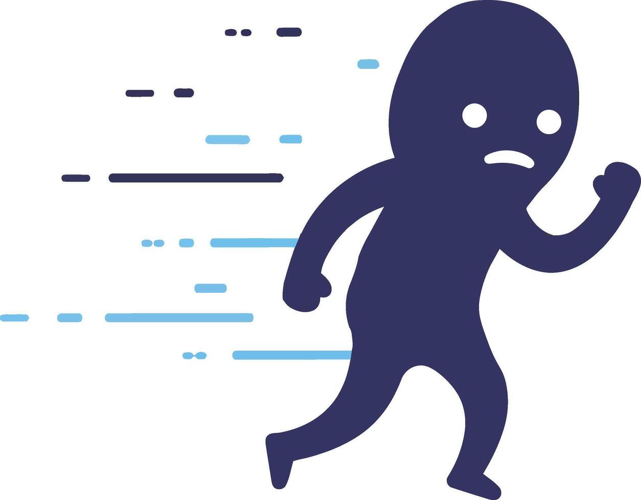 Running silhouette character with speed motion lines expressing urgency and stress illustration vector