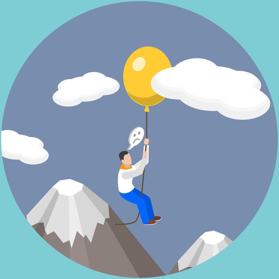 3D Isometric Flat Illustration of Courage and Creativity, Taking a Risk vector