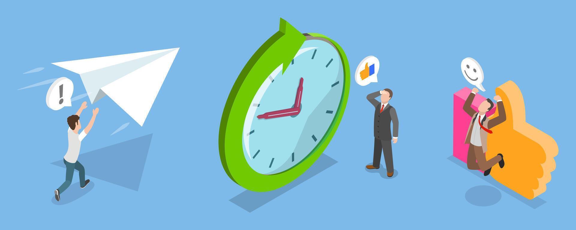 3D Isometric Flat Illustration of Quick And Easy, Speed Digital Technology vector