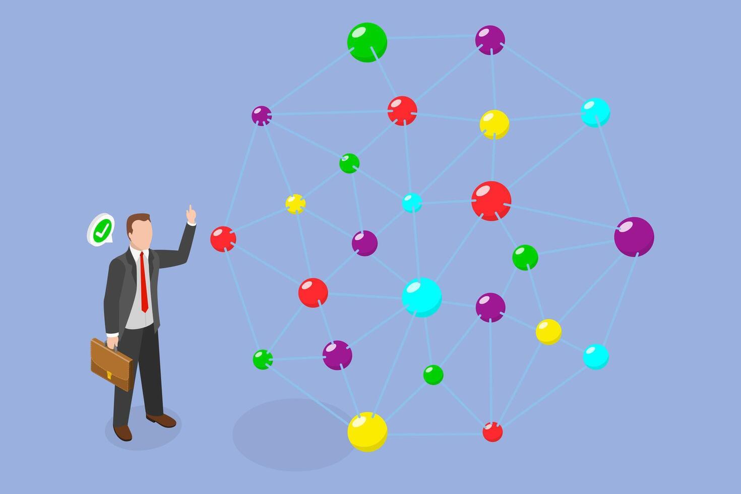 3D Isometric Flat Illustration of Knowledge Graph, Logical Thinking vector