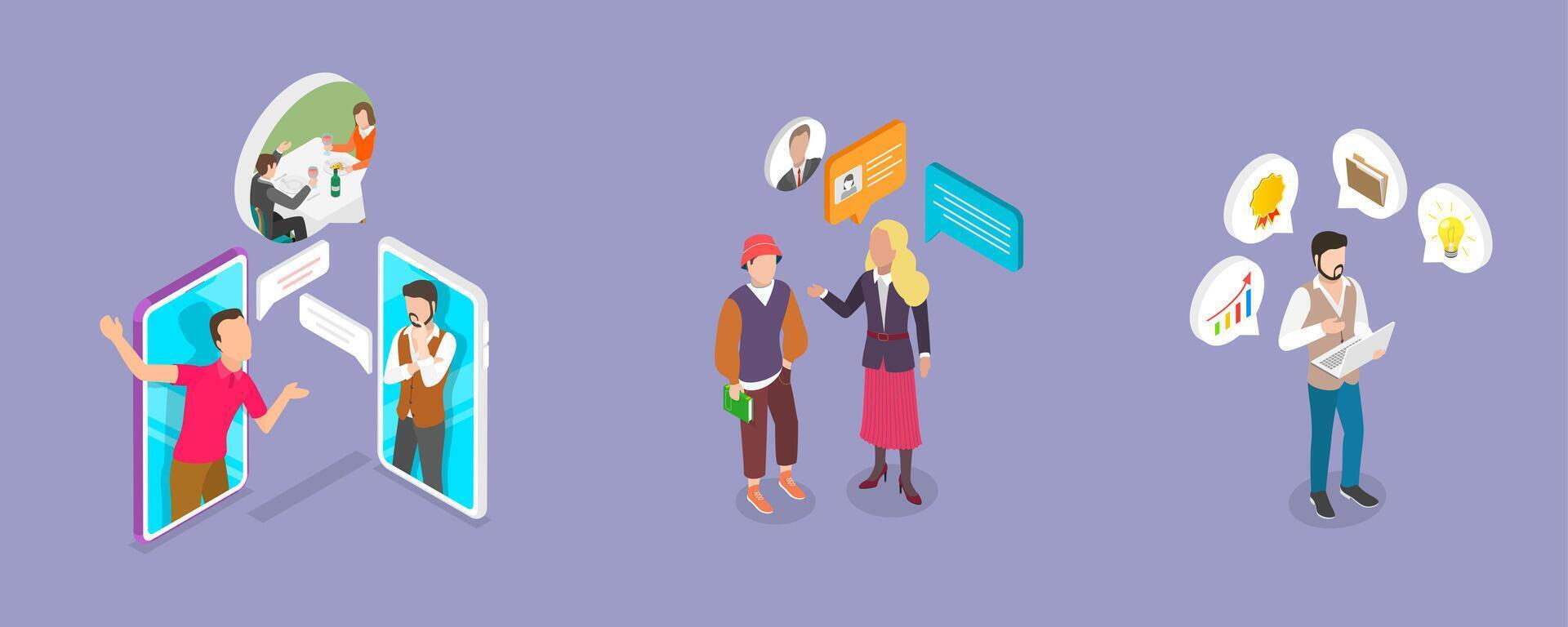 3D Isometric Flat Illustration of Personal Coaching, Upskilling, Mentoring vector