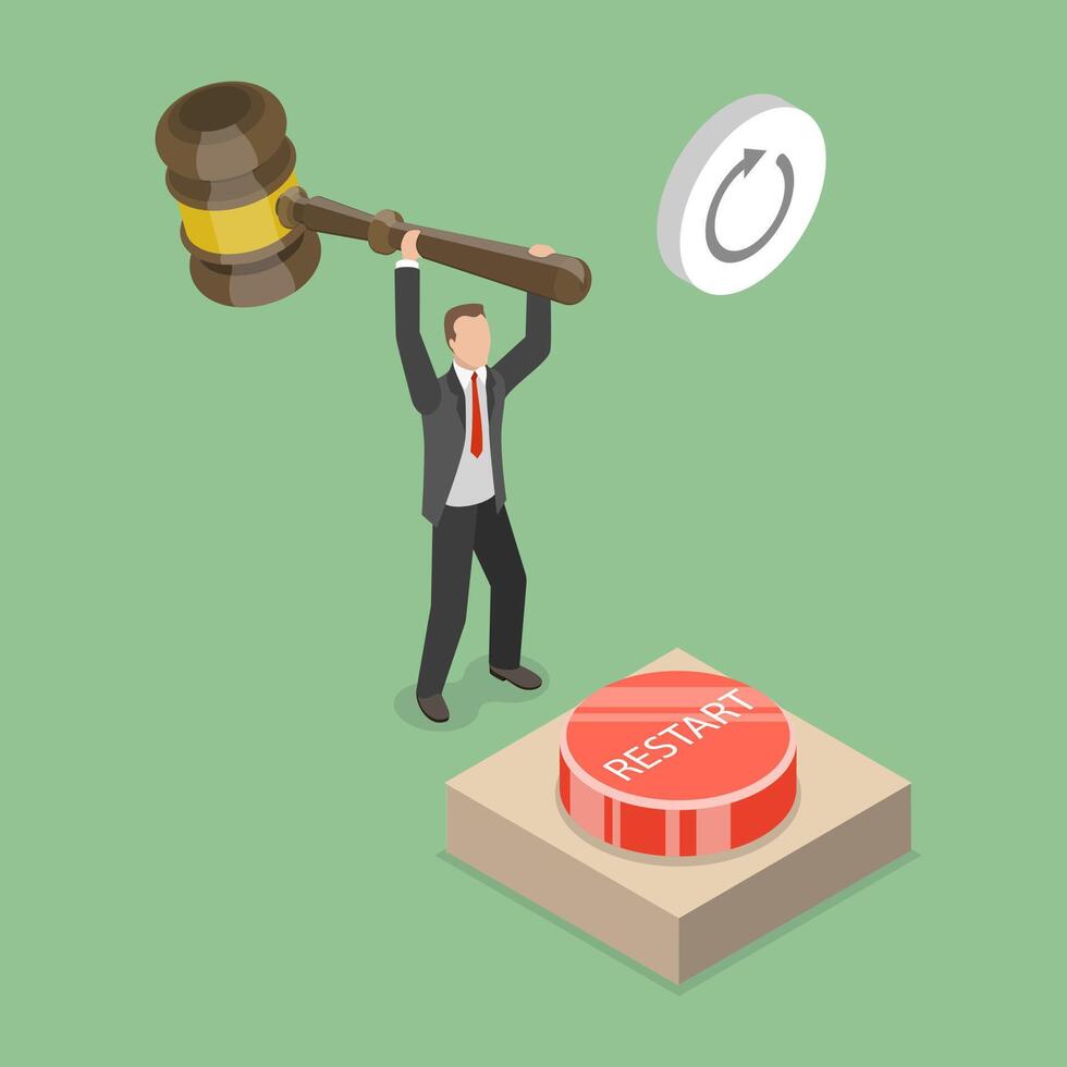 3D Isometric Flat Illustration of Restarting Project, Launching a New Project vector