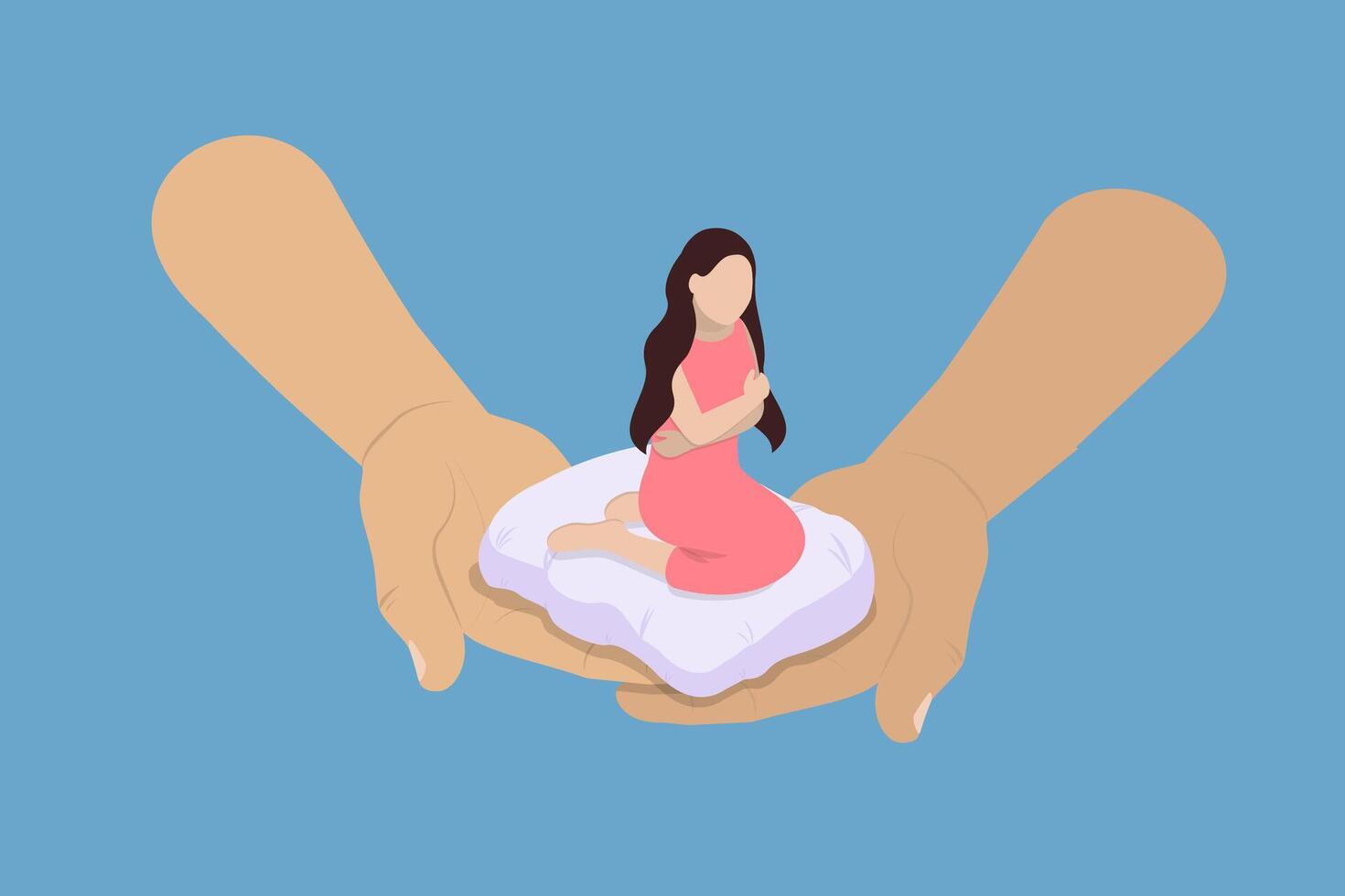 3D Isometric Flat Illustration of Self Care, Caring for Oneself through Love and Acceptance. vector