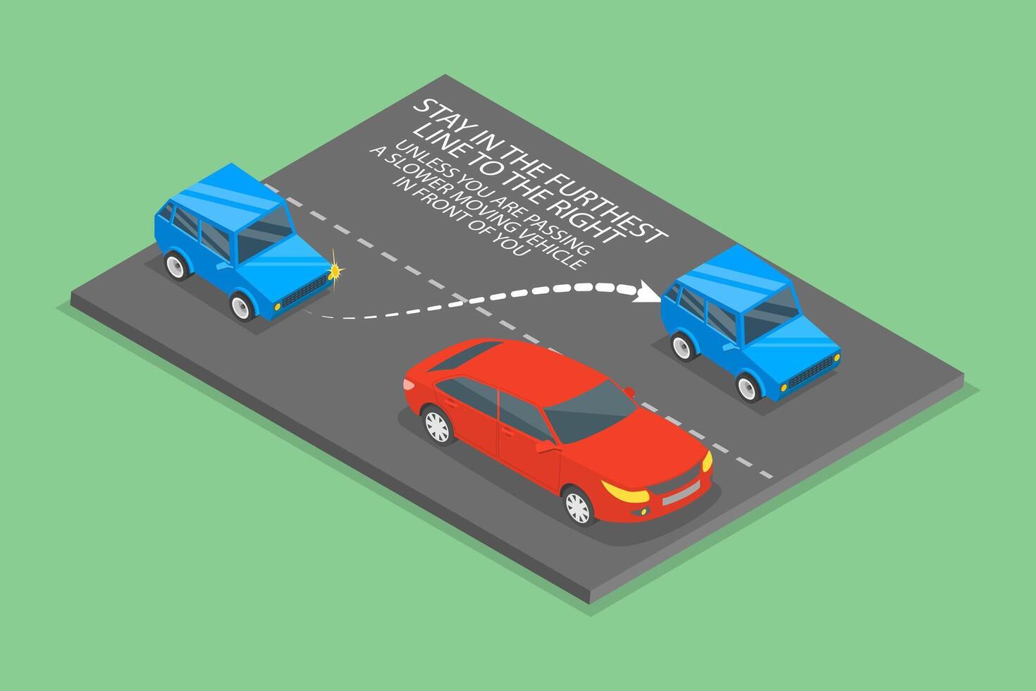 3D Isometric Flat Illustration of Line Changing, Safe Driving Tips vector