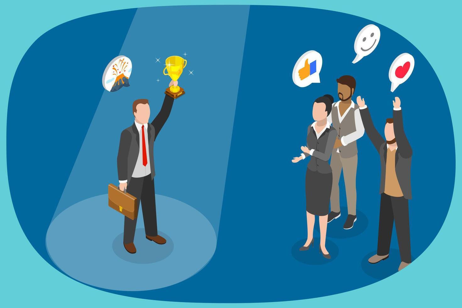 3D Isometric Flat Illustration of Being Recognized , Unique Talented Person vector
