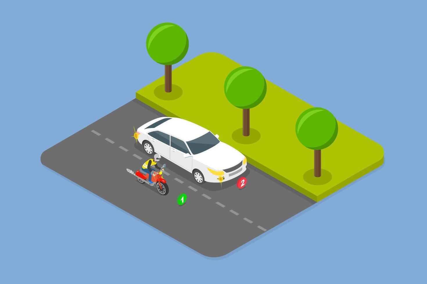 3D Isometric Flat Illustration of Lane Changing Rule, Safe Driving Tips vector