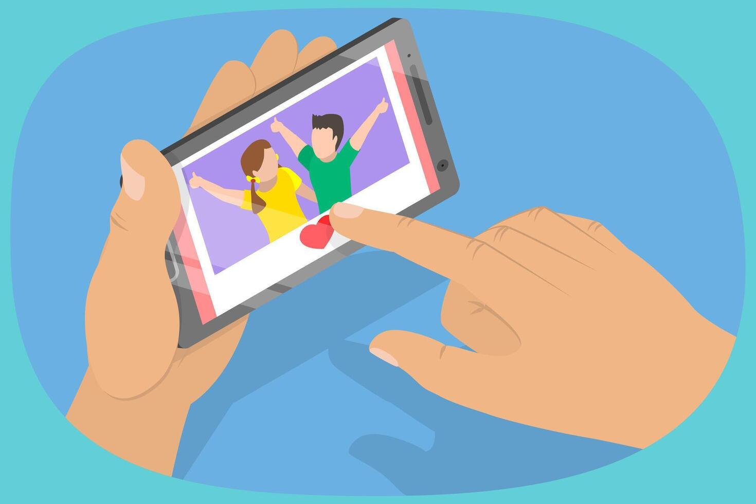 3D Isometric Flat Illustration of Selfie Shot, Photo for Social Network vector