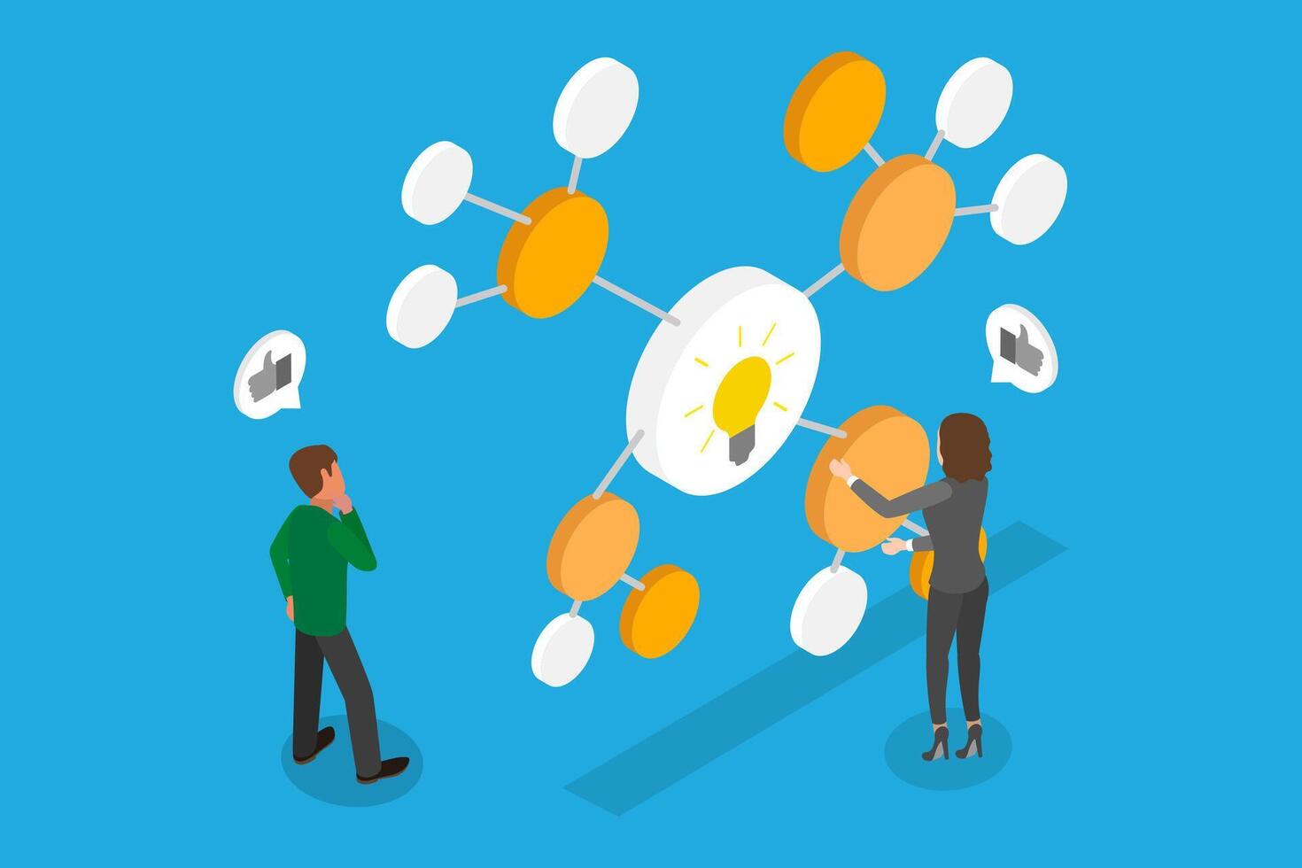 3D Isometric Flat Illustration of Mind Map, Information Management vector