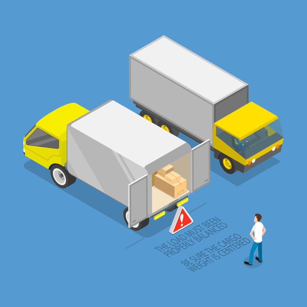 3D Isometric Flat Illustration of Driving Rules And Tips, Industrial Safety and Occupational Health at Work vector