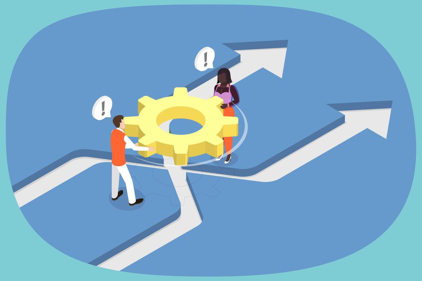 3D Isometric Flat Illustration of Change Management, Business Transformation, Improvement and Adaptation vector